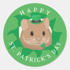Niedlicher St. Patrick's Day Hamster durchblättert Runder Aufkleber