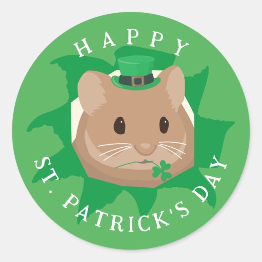 Niedlicher St. Patrick's Day Hamster durchblättert Runder Aufkleber (Vorderseite)