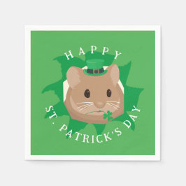 Niedlicher St. Patrick's Day Hamster durchblättert Serviette
