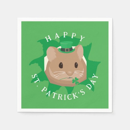 Niedlicher St. Patrick's Day Hamster durchblättert Serviette (Vorderseite)
