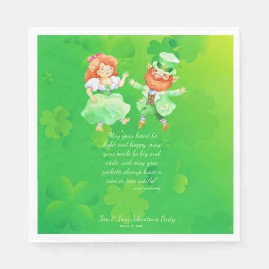 Niedlicher St. Patrick's Day Irish Elves Dancing J Serviette (Vorderseite)