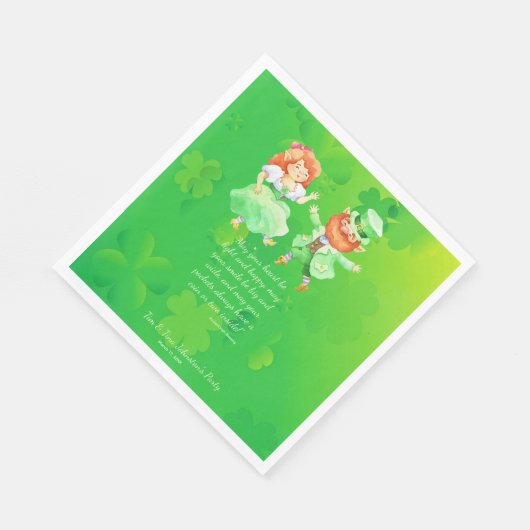 Niedlicher St. Patrick's Day Irish Elves Dancing J Serviette (Ecke)
