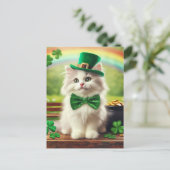 Niedlicher St. Patricks Day Kitten Rainbow Pot of  Postkarte (Stehend Vorderseite)