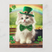 Niedlicher St. Patricks Day Kitten Rainbow Pot of  Postkarte (Vorderseite)