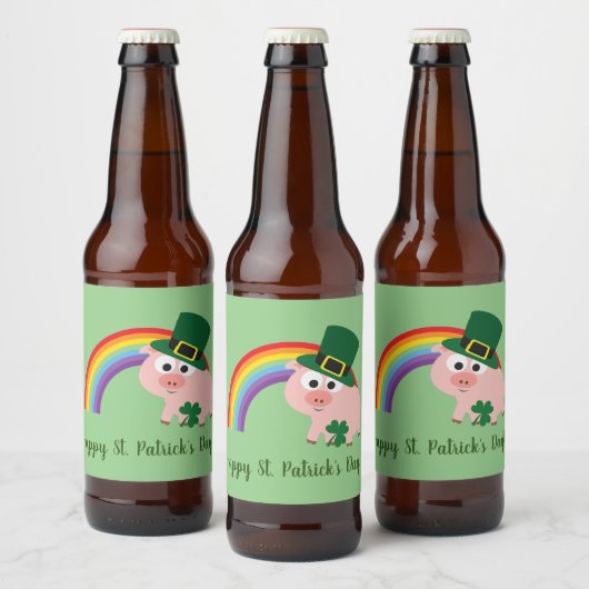 Niedlicher St. Patrick's Day Leprechaun Bierflaschenetikett (Flaschen)
