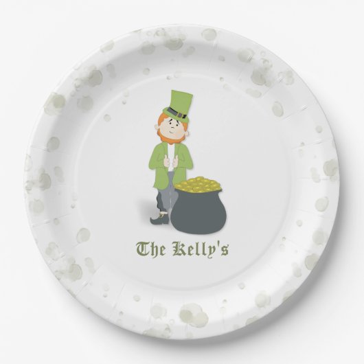 Niedlicher St. Patrick's Day Leprechaun Custom Pappteller (Vorderseite)