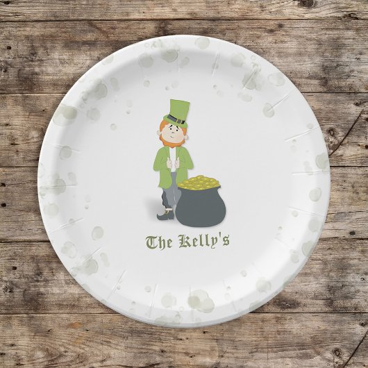 Niedlicher St. Patrick's Day Leprechaun Custom Pappteller