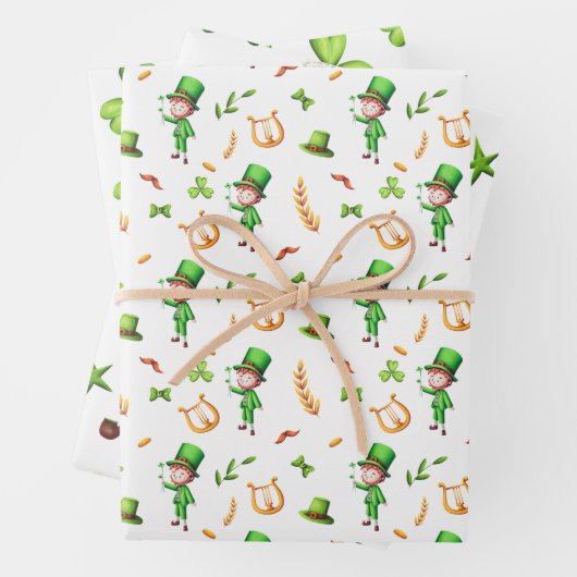 Niedlicher St. Patrick's Day Leprechaun Irish Them Geschenkpapier Set (Beispiel)