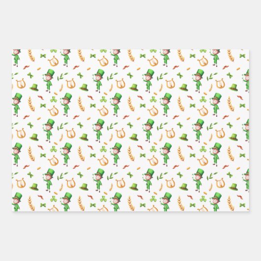 Niedlicher St. Patrick's Day Leprechaun Irish Them Geschenkpapier Set (Vorderseite)