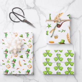 Niedlicher St. Patrick's Day Leprechaun Irish Them Geschenkpapier Set
