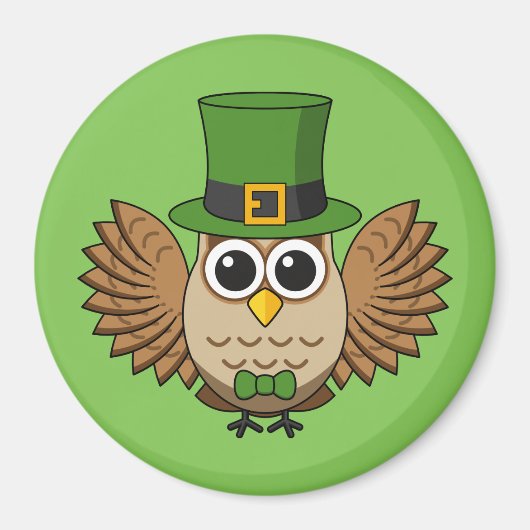 Niedlicher St. Patrick's Day Owl Cartoon Magnet (Vorne)