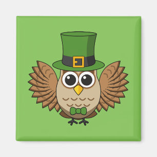 Niedlicher St. Patrick's Day Owl Cartoon Magnet