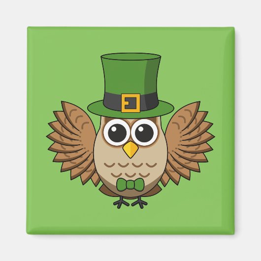 Niedlicher St. Patrick's Day Owl Cartoon Magnet (Vorne)