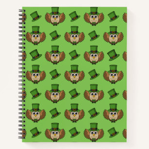 Niedlicher St. Patrick's Day Owl Cartoon Notizblock