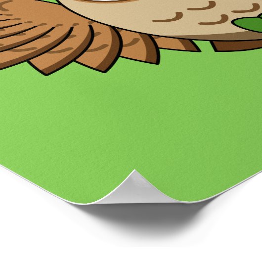 Niedlicher St. Patrick's Day Owl Cartoon Poster (Ecke)