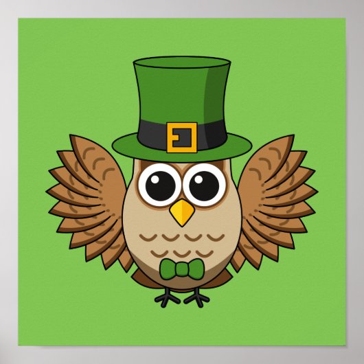 Niedlicher St. Patrick's Day Owl Cartoon Poster (Vorne)
