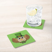 Niedlicher St. Patrick's Day Owl Cartoon Rechteckiger Pappuntersetzer (Vor Ort)