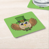 Niedlicher St. Patrick's Day Owl Cartoon Rechteckiger Pappuntersetzer (angewinkelt)