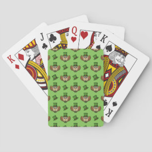 Niedlicher St. Patrick's Day Owl Cartoon Spielkarten