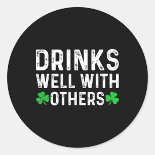 Niedlicher St. Patricks Day trinken Vintage Geträn Runder Aufkleber