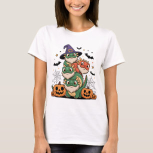 Niedlicher Stack aus bärtigen Halloween-Drachen T-Shirt
