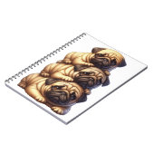 NIEDLICHER STACK VON HUNDEN MIT MOPS, DIE HUNDE HU NOTIZBLOCK (Linke Seite)