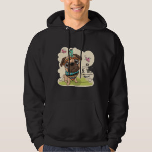 Niedlicher Stamm-Mops sein Hund mit Federn Classic Hoodie