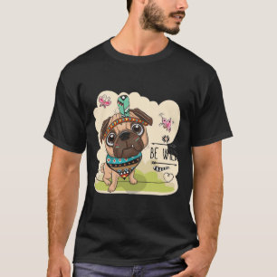 Niedlicher Stamm-Mops sein Hund mit Federn Classic T-Shirt