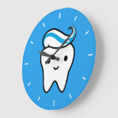 Niedlicher Stand mit Zahnbüro von Toothpaste Große Wanduhr (Winkel)