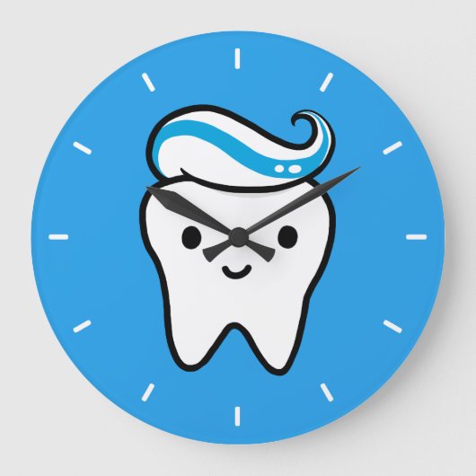 Niedlicher Stand mit Zahnbüro von Toothpaste Große Wanduhr (Vorderseite)
