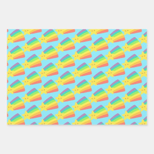 Niedlicher Star-Regenbogen Geschenkpapier Set (Vorderseite 3)