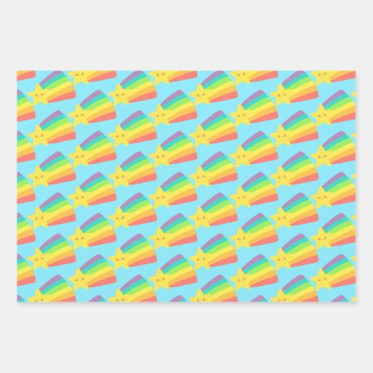 Niedlicher Star-Regenbogen Geschenkpapier Set (Vorderseite)