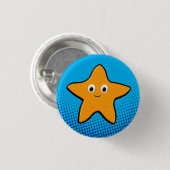 Niedlicher Starfish Zeichnend Blauer Ozean Button (Vorne & Hinten)