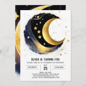 Niedlicher Starlit Night Geburtstag Einladung (Vorne/Hinten)