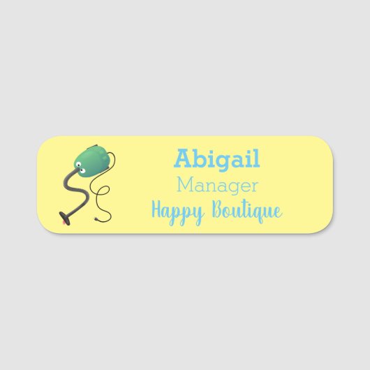 Niedlicher Staubsauger Cartoon Spaß Namensschild (Vorderseite)