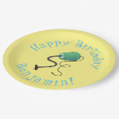 Niedlicher Staubsauger Cartoon Spaß Pappteller (Schrägansicht)