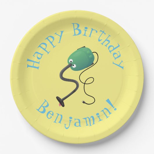 Niedlicher Staubsauger Cartoon Spaß Pappteller (Vorderseite)