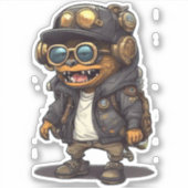 Niedlicher Steam Punk Monster Aufkleber (Vorderseite)