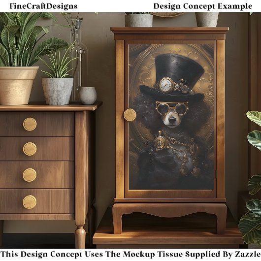 Niedlicher Steamhund in Hutgemälde D3R-Dekoupage Seidenpapier