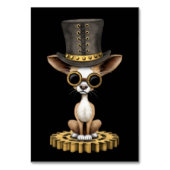 Niedlicher Steampunk Chihuahua Welpe Hund, schwarz Tischnummer (Vorderseite)