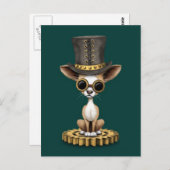 Niedlicher Steampunk Chihuahua Welpen Hund, aquama Postkarte (Vorne/Hinten)