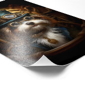 Niedlicher Steampunk-Hund in Hut & Goggles Imitate Fotodruck (Ecke)