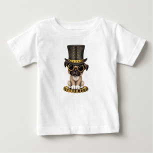 Niedlicher Steampunk Mops-Welpen-Hund Baby T-shirt