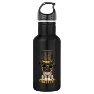 Niedlicher Steampunk Mops-Welpen-Hund Trinkflasche