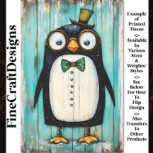 Niedlicher Steampunk-Penguin in Hut BR9-Decoupage