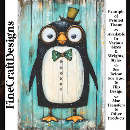 Niedlicher Steampunk-Penguin in Hut BR9-Decoupage Seidenpapier