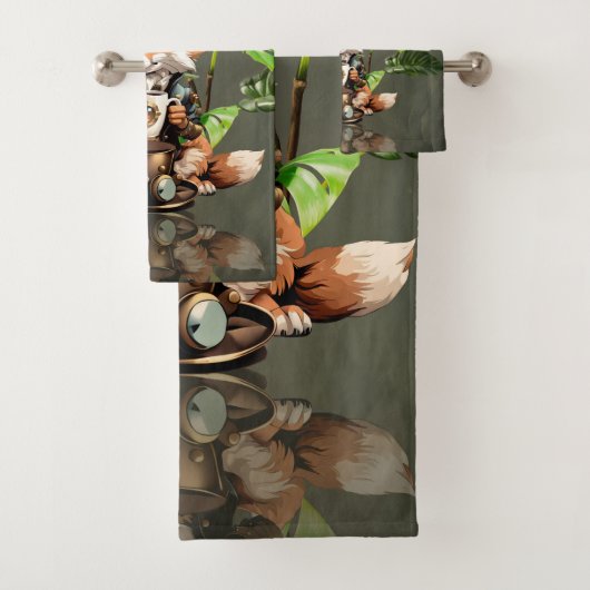 Niedlicher Steampunkfuchs Badhandtuch Set (Insitu)
