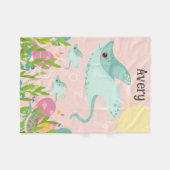 Niedlicher Stechstrahl mit Babys in der Ozeanszene Fleecedecke (Vorderseite (Horizontal))