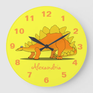 Niedlicher Stegosaurus-Dinosaurier-personalisierte Große Wanduhr