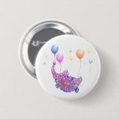 Niedlicher Sternenelefant mit farbenfrohen Balloon Button (Vorne & Hinten)